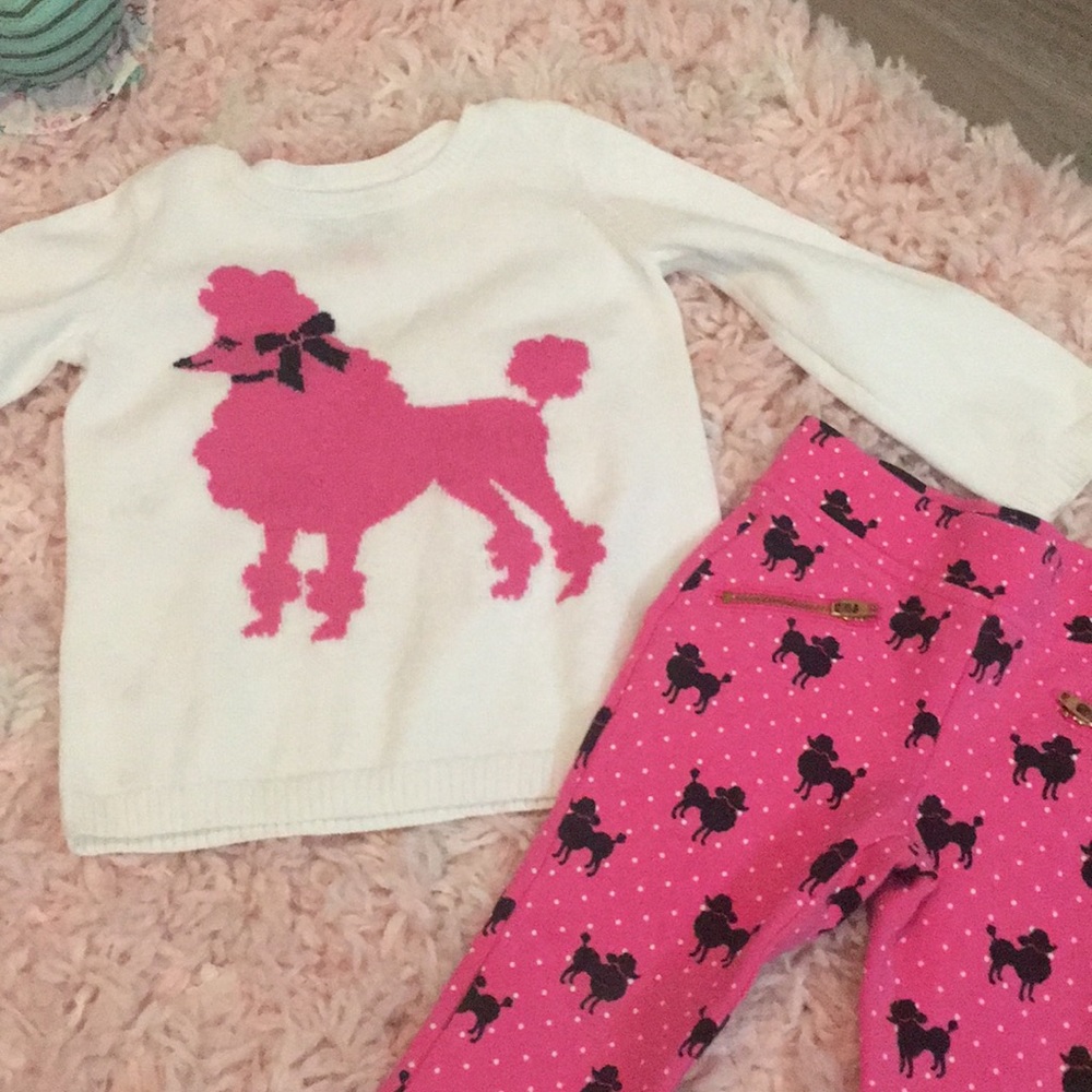 Very cute poodle sweater with pants.